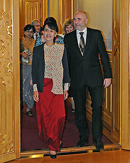 Aung San Suu Kyi og stortingspresident Dag Terje Andersen.