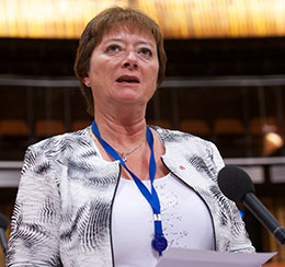 Lise Christoffersen, nestleder for den norske delegasjonen til Europarådets parlamentarikerforsamling. Foto: Europarådet.