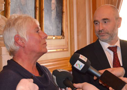 EOS-utvalgets leder Eldbjørg Løwer og stortingspresident Dag Terje Andersen.