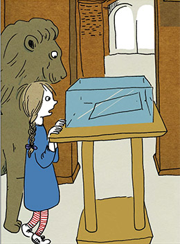 Elin R. Tømte, Inga H. Sætre og løven.