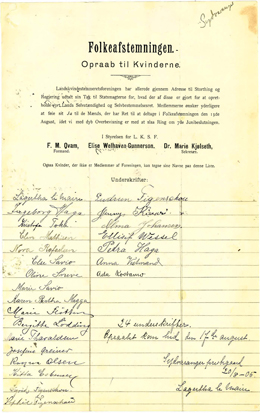 Underskriftsliste fra Syd-Varanger.