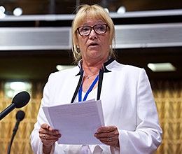 Delegasjonsleder Karin S. Woldseth (FrP). Foto: Europarådet.