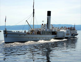 Dampskipet DS «Skibladner» er fortsatt å se på Mjøsa. Foto: Hedmark fylkeskommune.