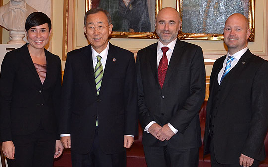 Ine Eriksen Søreide, Ban Ki-moon, Dag Terje Andersen og Anders Anundsen.