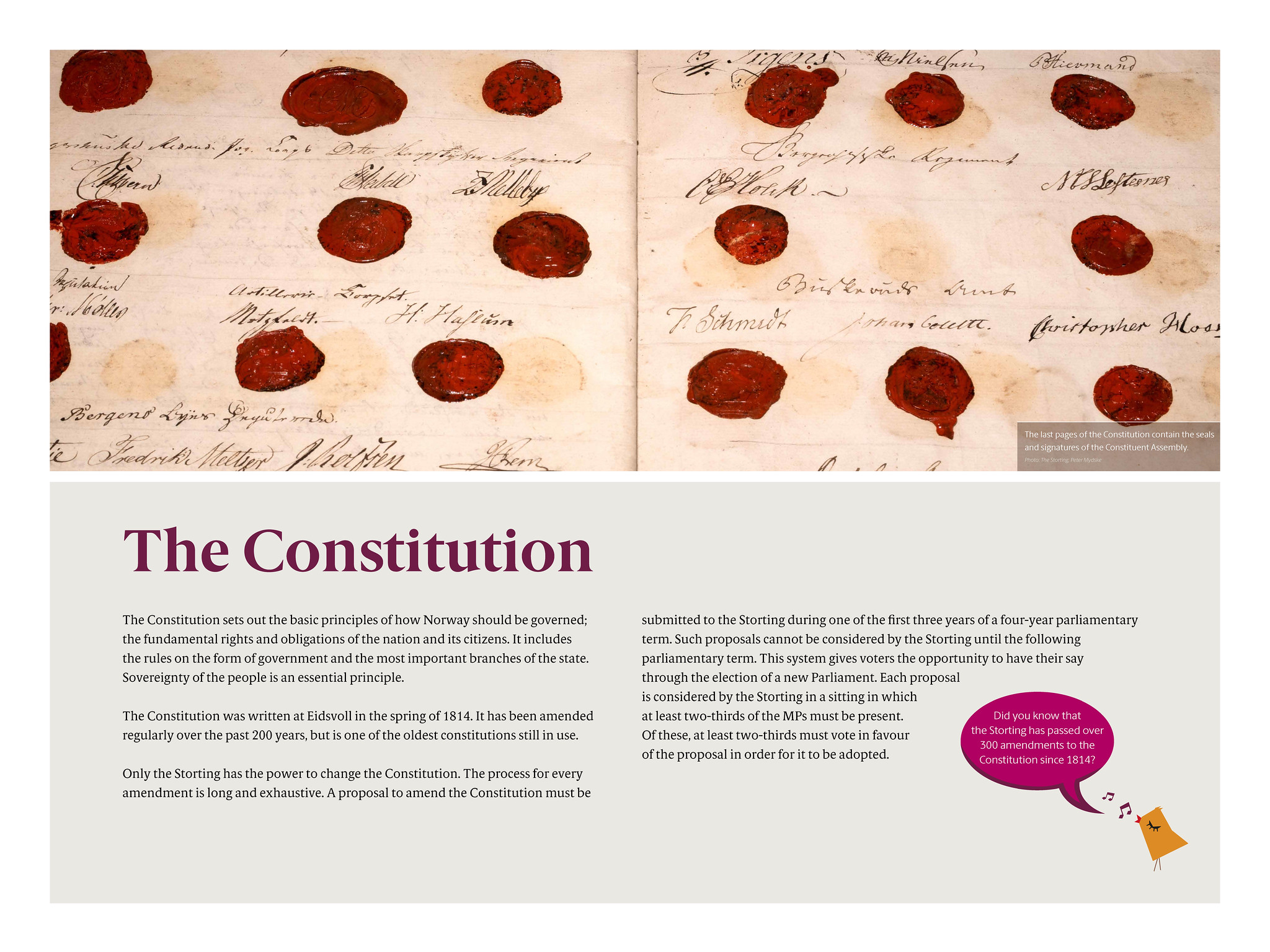 Image of the signatures in the constitution