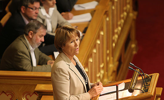 Justis- og beredskapsminister Grete Faremo i Stortinget 28. august.