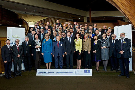 Parlamentspresidentene samlet. Foto: Europarådet.