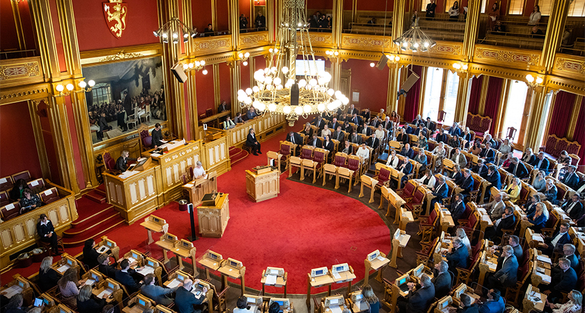 Stortingssalen fra galleriet. Foto: Stortinget.