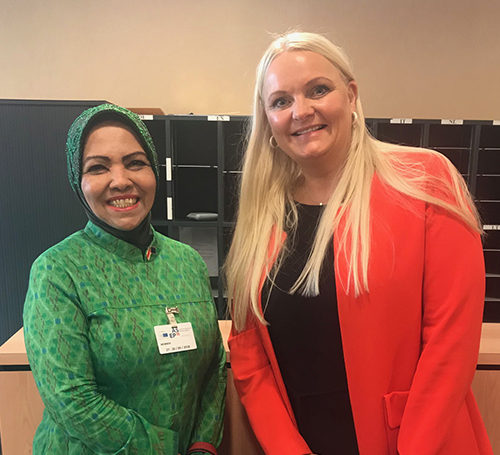 Åslaug Sem-Jacobsen møtte den indonesiske parlamentarikeren, Nurhayati Ali Assegaf. Foto: Stortinget.