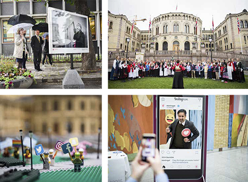 Du kan besøke Stortinget, se spennende utstillinger, delta på kunstvandring og feire 17. mai-morgen med oss. Aktiviteter publiseres i sosiale medier, og på stortinget.no. Foto: Stortinget.