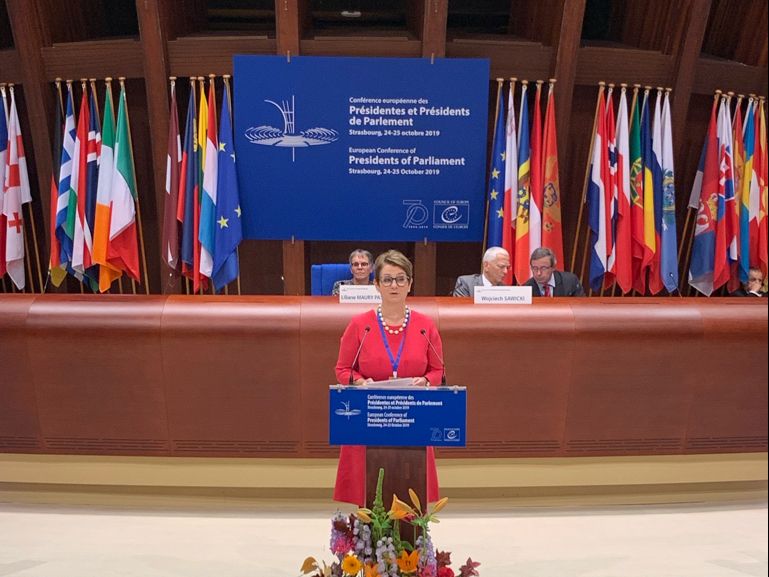 Stortingspresident Tone Wilhelmsen Trøen i Europarådet.