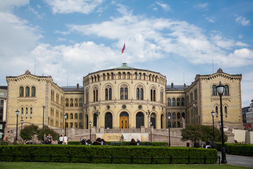 Ukrainas president Volodymyr Zelenskyj holder appell til Stortinget. Foto: Stortinget