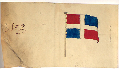 Forslag til flagg, utstilt i Stortinget som nr. 2