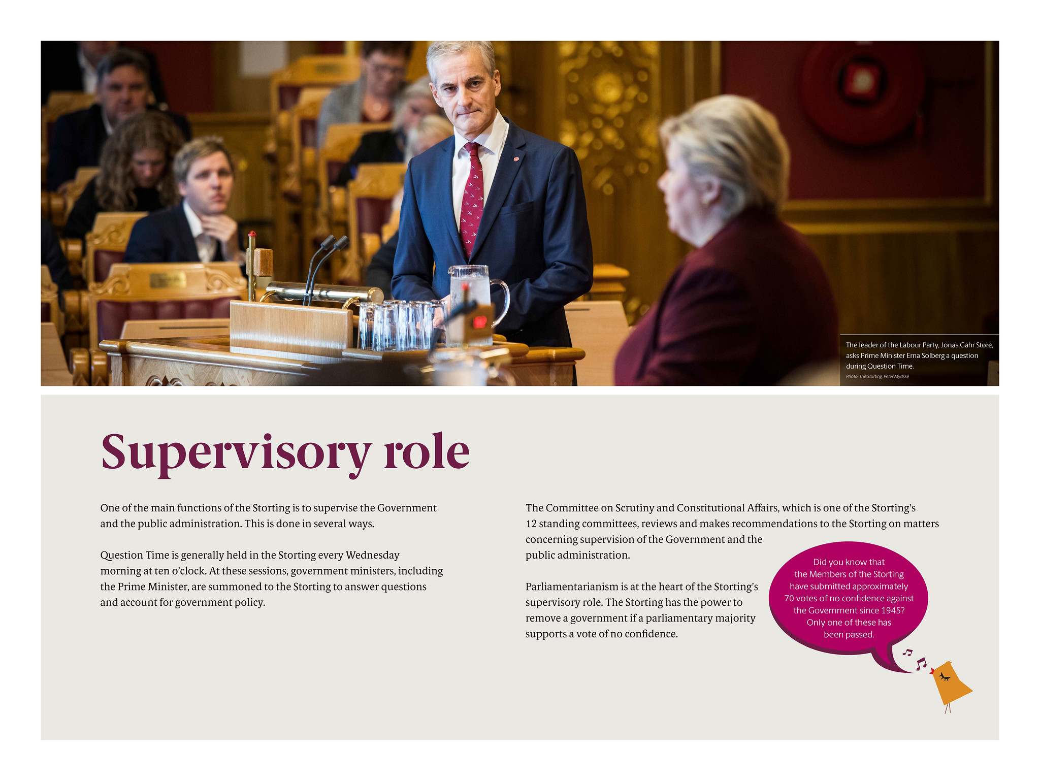 Poster describing the Stortings supervisory role