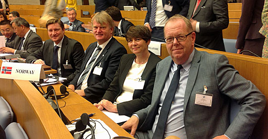 Fra venstre: Christian Tybring-Gjedde, Ove Trellevik, Irene Johansen og Pål Farstad. Foto: Stortinget.