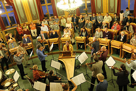 The Oslo Philharmonic Orchestra playing in the Lagting Chamber. Photo: The Storting.