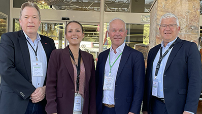 Valgobservatører for OSSE PA og PACE i Albania. Fra venstre stortingsrepresentantene Sverre Myrli (A), Linda Hofstad Helleland (H), Jan Tore Sanner (H) og Jone Blikra (A).  Foto: Stortinget.