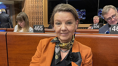 Delegasjonsleder Ingjerd Schou (H) i Strasbourg. Foto: Stortinget.