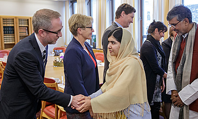 Malala Yousafzai på besøk på stortinget. Foto: Stortinget.