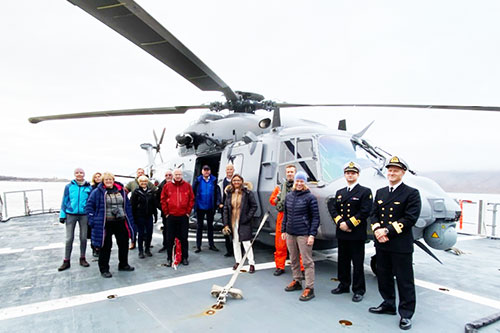 The Foreign Affairs & Defence Committee on board the offshore patrol vessel NoCGV Andenes. Photo: Storting.