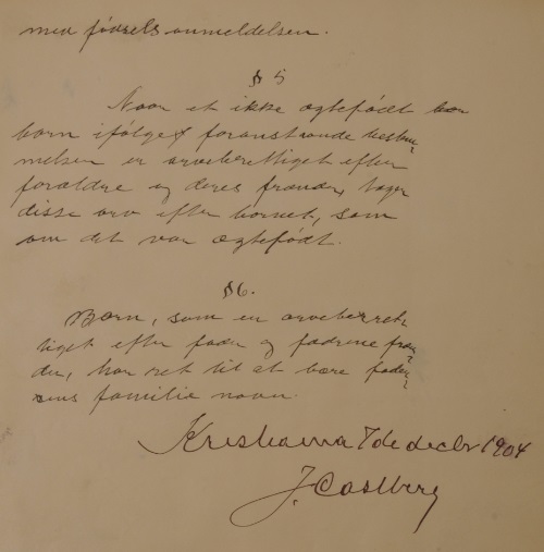 Proposed amendments to the inheritance act as penned by Storting member Castberg, 1904/1905. Photo: Storting Archives.