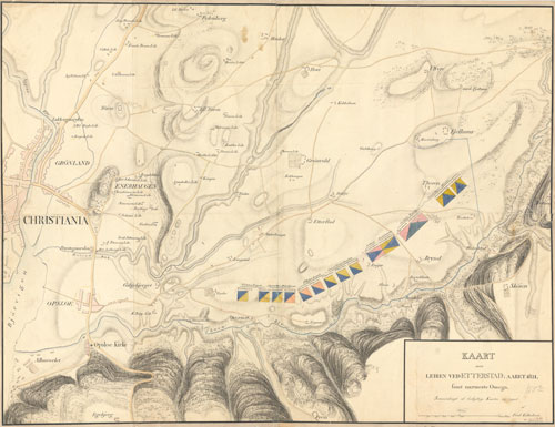 Kart over leiren ved Etterstad i 1821. Foto: Riksarkivet.