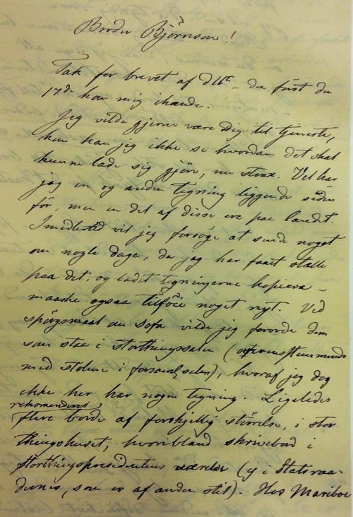 Utsnitt av brev fra Langlet til «Broder Bjørnson».