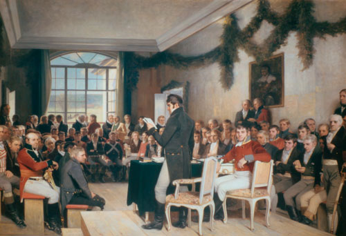 Eidsvold 1814 av Oscar Wergeland. Foto: Stortinget.