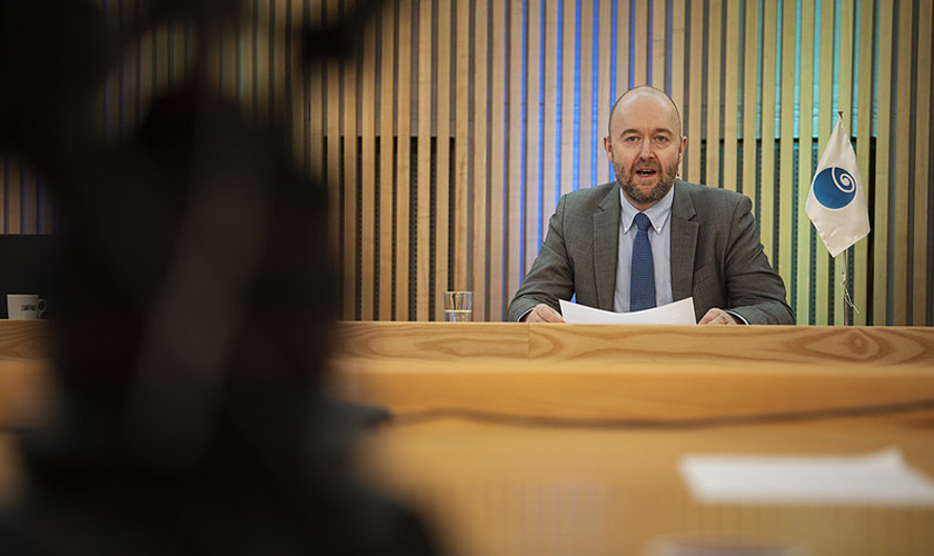 Eirik Sivertsen (Labour Party) speaks during the 14th Arctic Parliamentary Conference. Photo: Benjamin A. Ward / Storting.