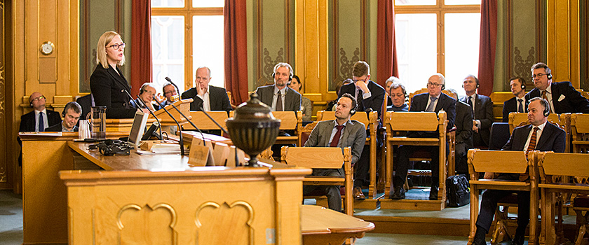 The Speaker of the Finnish Parliament, Maria Lohela, delivering her closing remarks at the end of the seminar. Photo: Storting.