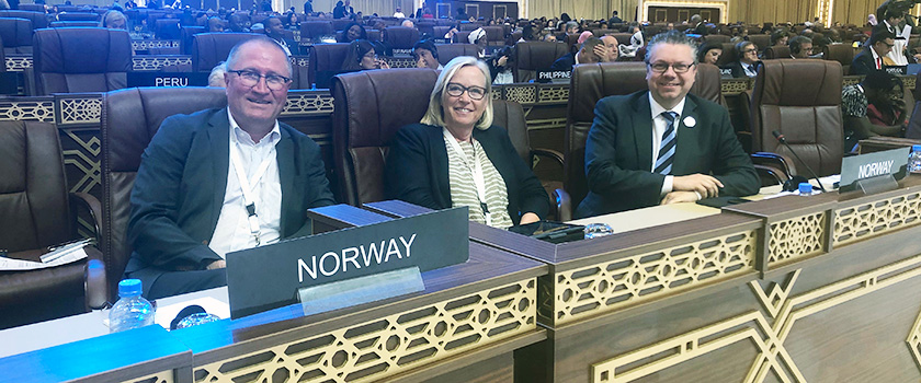 Den norske delegasjonen representert ved Geir Jørgen Bekkevold, Marit Arnstad og Ulf Leirstein. Foto: Stortinget.