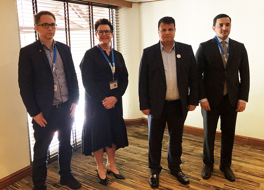 Meeting with Afghanistan’s parliament. From left to right: Tellef Inge Mørland, Ingunn Foss, Mir Rahman Rahmani, Speaker of Afghanistan's parliament, and Mir Haidar Alfazy MP  Photo: Storting.