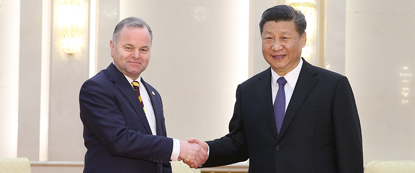 Storting President Olemic Thommessen and Chinese President Xi Jinping. Photo: National People’s Congress/Bi Nan.