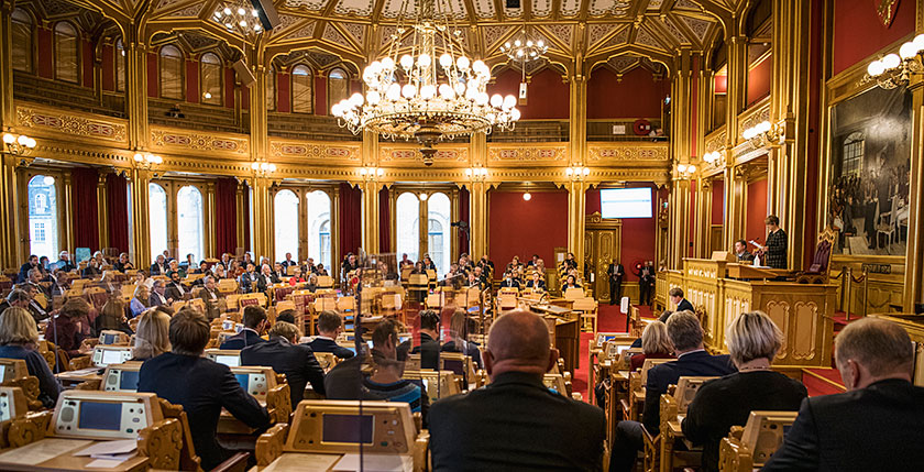 Konstituering av det 165. storting 1. oktober 2020. Foto: Benjamin A. Ward/Stortinget.