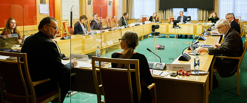 Høyring i kontroll- og konstitusjonskomiteen om «NAV-saka» 27. november 2020. Foto: Stortinget.