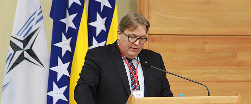 Sverre Myrli holdt åpningsinnlegget under seminaret. Foto: Stortinget.