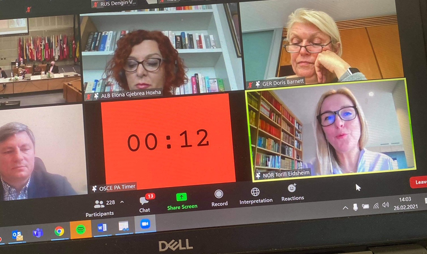 Medlemmene av parlamentarikerforsamlingen til OSSE PA avholdt sitt regulære vintermøte digitalt i år. Foto: Stortinget.