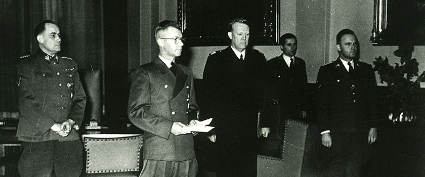 Terboven og Quisling i Eidsvollsgalleriet 1. februar 1942. Foto: Stortinget.