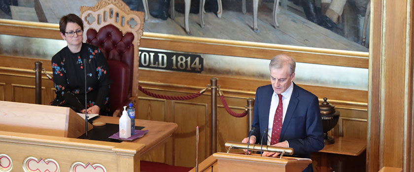 From the first reading of the bill on Tuesday 21st April. Photo: Storting. 