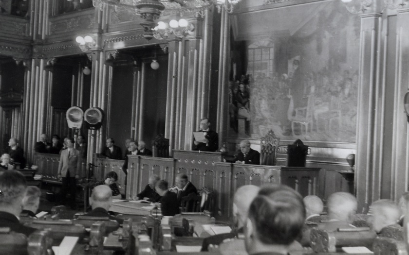 Stortingssalen 14. juni 1945