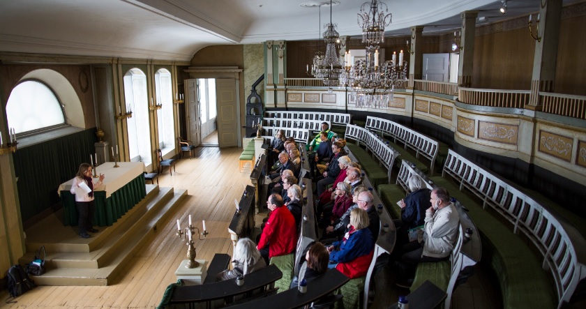Foto fra den rekonstruerte Stortingsalen på Norsk folkemuseum