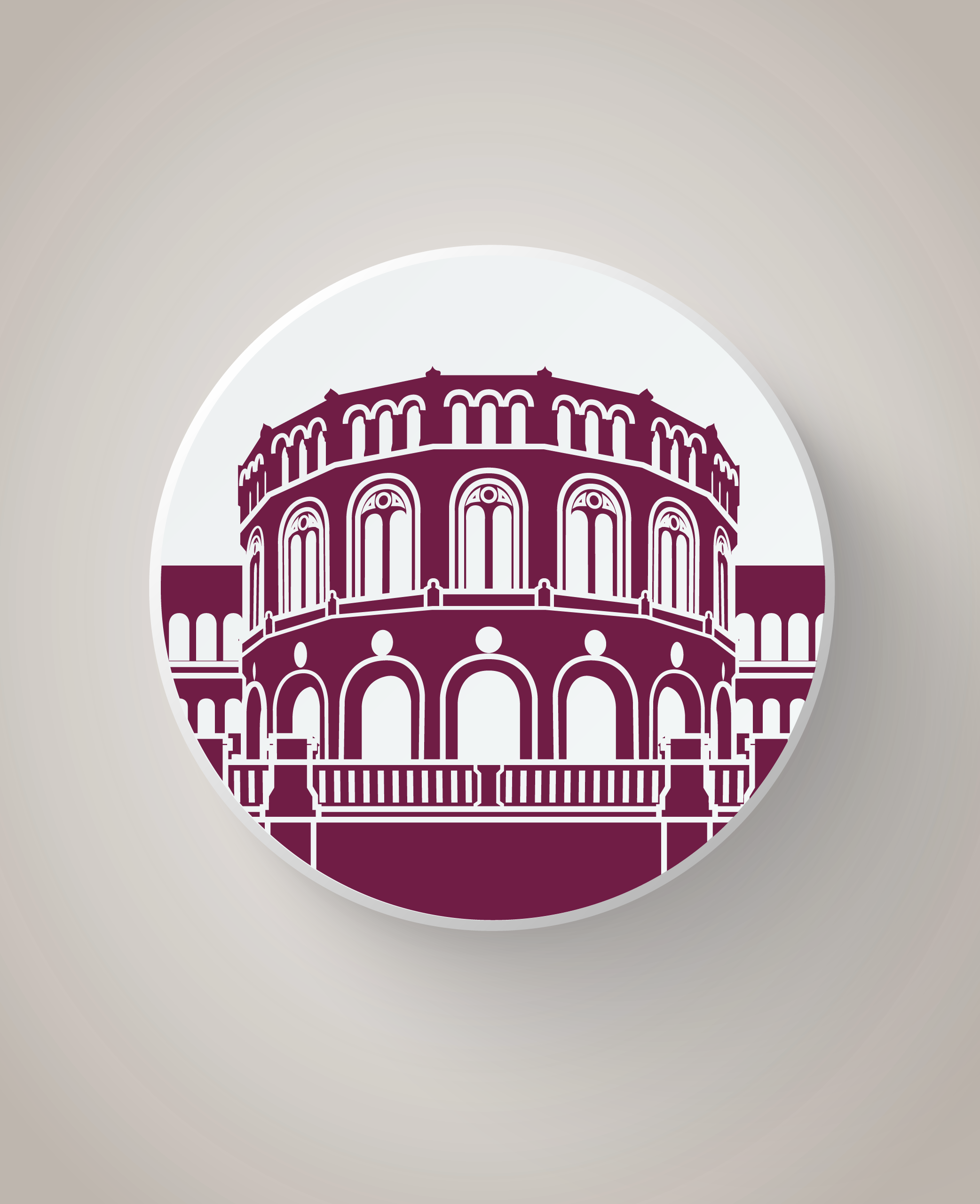 Illustrasjon stortingsbygningen i sirkel.