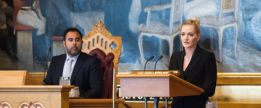 Redegjørelse for Stortingetr 14. juni 2023 av justis- og beredskapsminister Emilie Enger Mehl om oppfølgingen av 25. juni-apporten.