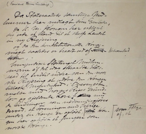 President Carl Berners manuskript til 7. juni-beslutningen