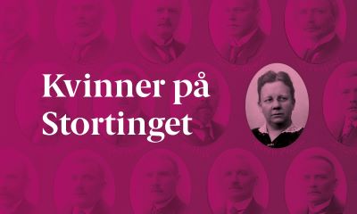 Kvinner på Stortinget, her representert ved Karen Platou fra Høyre. Foto/layout: Stortinget.