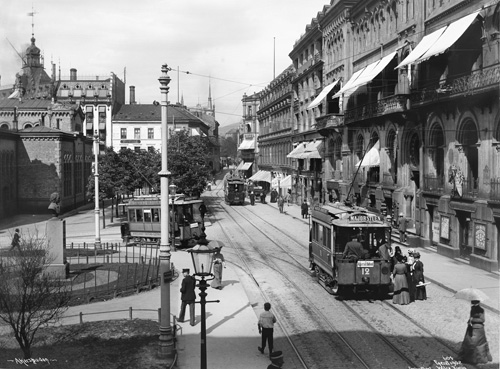 Wessels plass sett fra Akersgata i 1902.