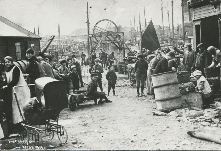 Lineegning på kaia i Vardø, 1918.